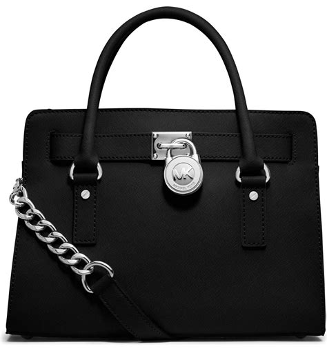 michael kors hamilton ew satchel saffiano black|Michael Kors leather satchel.